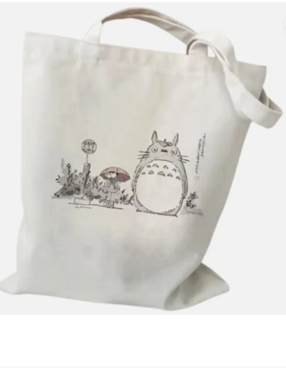 Studio Cartoon My Neighbor of Totoro Bus LARGE Canvas Book Tote Shoulder Bag